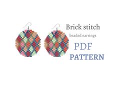 earring pattern for beading - brick stitch pattern for beaded fringe earrings - instant download. bead weaving.