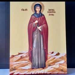 saint anastasia the patrician | xlg icon on wooden panel | lithography print | 15 7/8" x 13 1/8"  (40x 33 x 2cm)
