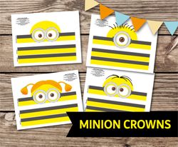 minon crown, minion birthday crown, minon mask, diy minion, minion crown diy, minion party mask, printable crown, print