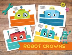 robot crowns, robot kid party, robot birthday, science party, robot party