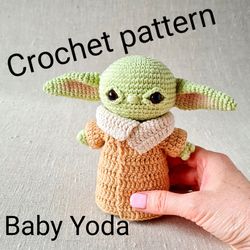 baby yoda crochet pattern, baby alien, grogu, mandalorian, the child mandolorian, amigurumi, diy toy, star wars gift