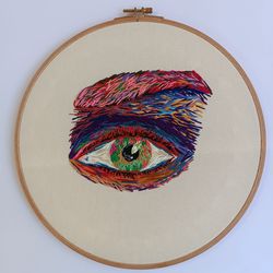 eye embroidery wall art hand embroidery hoop art eye painting hoop wall hanging colorful home decor gift for her gift fo