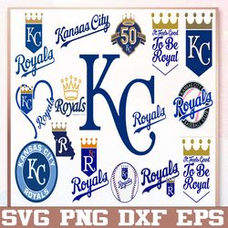 bundle 16 files kansas city royals baseball team svg,  kansas city royals svg, mlb team svg, mlb svg, png, dxf, eps