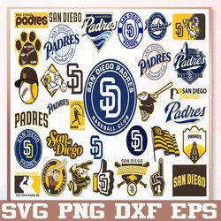 bundle 33 files san diego padres baseball team svg, san diego padres svg, mlb team  svg, mlb svg, png, dxf, eps, jpg