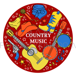 country music sticker western festival vector illustration