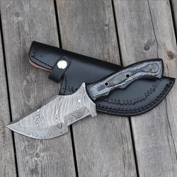 blue lagoon damascus steel tracker knife collectible full tang hand forged blended steel outdoor hunting knife