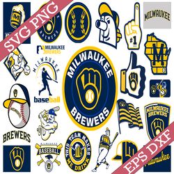 bundle 21 files milwaukee brewers baseball team svg, milwaukee brewers svg, mlb team  svg, mlb svg, png, dxf, eps, jpg