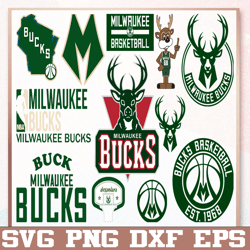 bundle 27 files milwaukee bucks basketball team svg, milwaukee bucks svg, nba teams svg, nba svg, png, dxf, eps