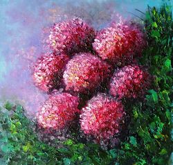 hydrangea flowers painting oil abstract floral original art impasto artwork