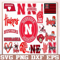 bundle 19 files nebraska huskers football team svg, nebraska huskers svg, n c a a teams svg, n c a a svg, png, dxf, eps