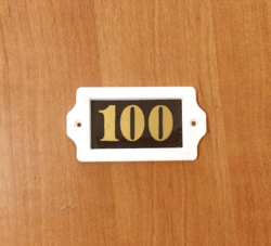 plastic address number sign 100 rectangular door plate vintage