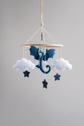 dragon baby mobile, cloud crib mobile for baby boy, pregnant sister gift