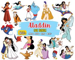 aladdin clipart svg bundle, princess jasmine, cut file, genie svg, instant download svg