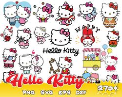 270 hello kitty svg, kawaii kitty svg bundle, cute cat svg, png cut file cricut silhouette, kawaii kitty clipart, sticke