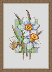 daffodils cross stitch pattern flower cross stitch pattern spring cross stitch pattern easter cross stitch pattern