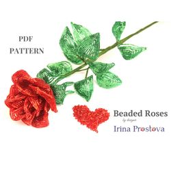 french beaded flowers pattern | beaded rose | seed bead patterns | beading tutorial | digital download - pdf