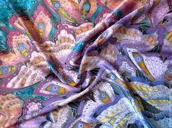 a large square silk scarf with butterflies. silk scarf hand-painted. luxury silk scarf.