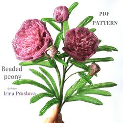 beaded flowers pattern | peony | seed bead patterns | beadwork pattern | digital download - pdf