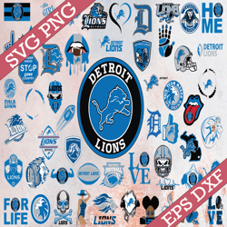 bundle 56 files detroit lions football team svg, detroit lions svg, nfl teams svg, nfl svg, png, dxf, eps, instant downl