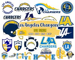 los angeles chargers bundle svg, los angeles chargers svg, nfl svg, png, dxf, eps digital file