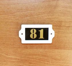 rectangular address number sign 81 plastic door plate vintage