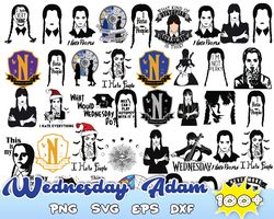 100 wednesday addams svg, jenna ortega, addams family svg, png, ai, jpeg, pdf digital download cricut cut cutting clipar