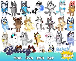 150 bluey svg bundle, bluey cut files for cricut, bluey the dog clipart, bluey png, bluey layered svg