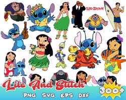 300 mega bundle lilo and stitch , stitch and angel love svg png