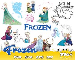 550 frozen svg, frozen svg bundle, frozen clipart, frozen silhouette, elsa svg, anna svg, instant download