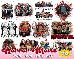 70 halloween horror characters bundle png, serial killers, horror movies, sublimation designs for printing