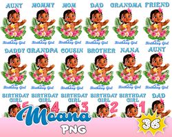 moana birthday girl png digital file , iron transfer moana mommy ,daddy ,sister, birthday girl personalized, digital fil