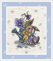 rabbit cross stitch pattern flower cross stitch pattern bunny cross stitch pattern summer cross stitch pattern