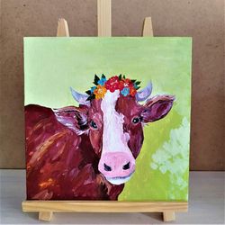 cow painting on canvas board beautiful animal art