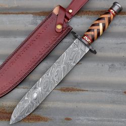 basket weaver damascus steel dagger hand forged pattern welded steel knife