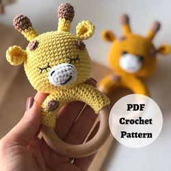 adorable giraffe rattle amigurumi pattern - pdf