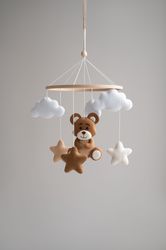 baby mobile neutral, nursery mobile bear, expecting mom gift, teddy bear