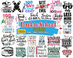 back to school svg bundle, teacher svg, monogram svg, school bus svg, book, 100th days of school