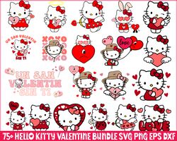 valentine hello kitty bundle, valentine kawaii kitty svg png eps dxf, cut file, digital download