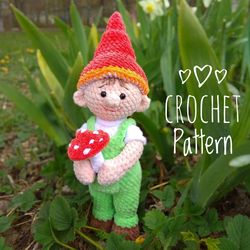 crochet gnome pattern, amigurumi gnome, garden gnome pattern