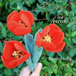 beaded flowers pattern | tulip | seed bead patterns | beadwork pattern | digital download - pdf