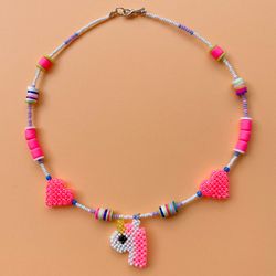 beaded choker unicorn. bead pony. handmade choker. pendant unicorn. beaded necklace. buy a choker. summer jewelry. love