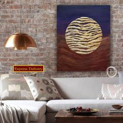 gold moon painting abstract wall art textured artwork sahara's moon original art desert painting 33 by 26 inches