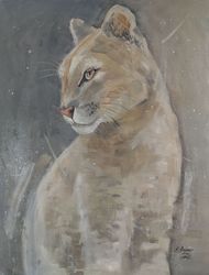 puma oil painting original art