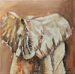 elephant oil painting original animal art