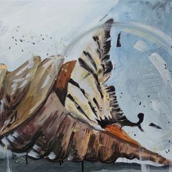 shell, butterfly oil painting original art