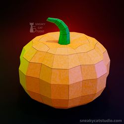 paper pumpkin - 3d papercraft template digital pattern for printing and cutting (pdf, svg*, dxf*)