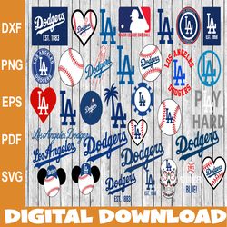 bundle 34 files la dodgers baseball team svg, la dodgers svg, mlb team svg, mlb svg, png, dxf, eps, jpg