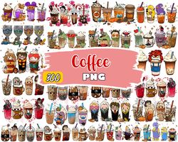 coffee png bundle, halloween coffee digital bundle, disney designs bundle in png formats, digital files