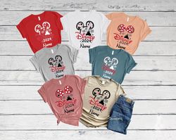 custom name disneyland matching family shirts, disney vacation shirts, disney 2024 mickey minnie tee, family trip