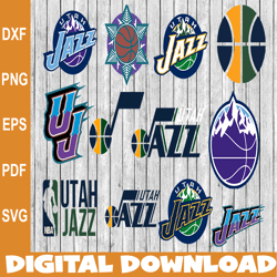 bundle 12 files utah jazz basketball team svg, utah jazz svg, nba teams svg, nba svg, png, dxf, eps, instant download